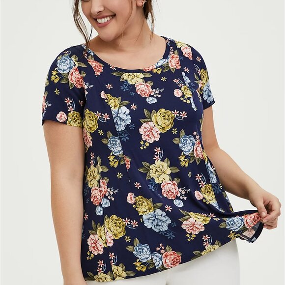 TORRID NAVY FLORAL CHALLIS FIT & FLARE BLOUSE NWT sz 3 - Picture 10 of 10